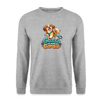 Gassi ist mein Cardio - Unisex Pullover - Weißgrau meliert - Vorne - Alina (178cm) & Michal (187cm)