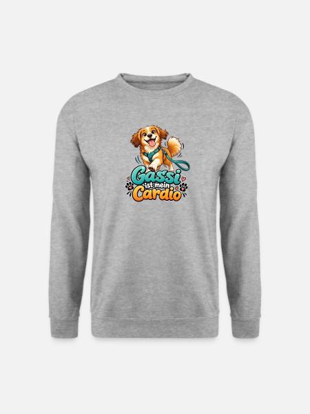 Gassi ist mein Cardio - Unisex Pullover - Weißgrau meliert