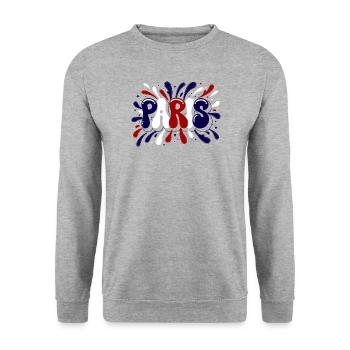Paris Graffiti & Splash Blue White Red - Unisex Pullover - Weißgrau meliert - Vorne - Alina (178cm) & Michal (187cm)