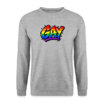 Gay - Schwul - Lesbisch - Regenbogenfarben - LGBT - Unisex Pullover - Weißgrau meliert - Vorne - Alina (178cm) & Michal (187cm)