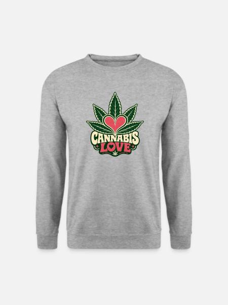 CANNABIS LOVE - Unisex Pullover - Weißgrau meliert