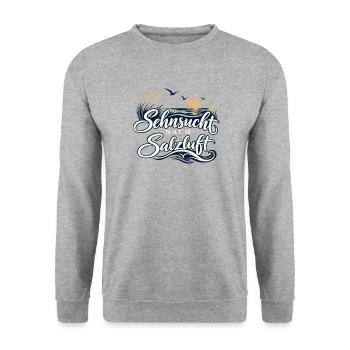 Sehnsucht nach Salzluft - Unisex Pullover - Weißgrau meliert - Vorne - Alina (178cm) & Michal (187cm)