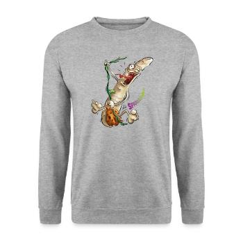 Spargeltarzan - Unisex Pullover - Weißgrau meliert - Vorne - Alina (178cm) & Michal (187cm)