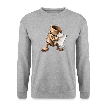 Wütende Rolle reißt Papier - Unisex Pullover - Weißgrau meliert - Vorne - Alina (178cm) & Michal (187cm)