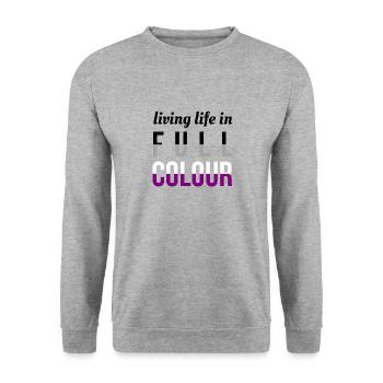 Full Colour asexuell - Unisex Pullover - Weißgrau meliert - Vorne - Alina (178cm) & Michal (187cm)