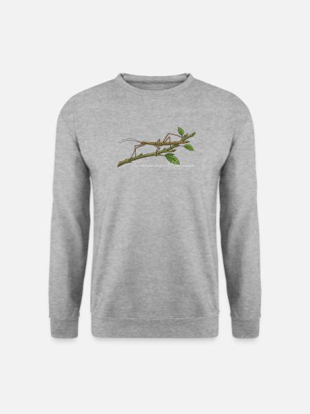 Indische Stabschrecke Carausius morosus - Unisex Pullover - Weißgrau meliert