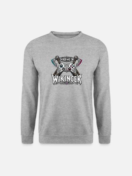 Zocken wie ein Wikinger | Noventra - Unisex Pullover - Weißgrau meliert