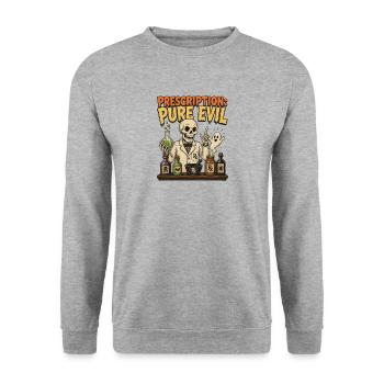 Rezept: Reines Böses – Lustige Halloween-Apotheke - Unisex Pullover - Weißgrau meliert - Vorne - Alina (178cm) & Michal (187cm)