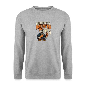Derzeit verflucht – lustiger Halloween-Elektriker - Unisex Pullover - Weißgrau meliert - Vorne - Alina (178cm) & Michal (187cm)