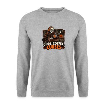 Code Kaffeeflüche - Unisex Pullover - Weißgrau meliert - Vorne - Alina (178cm) & Michal (187cm)