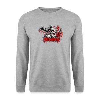 halloween_blutig - Unisex Pullover - Weißgrau meliert - Vorne - Alina (178cm) & Michal (187cm)