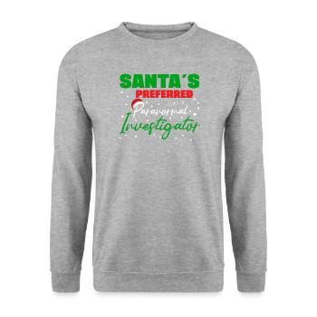 Santa`s Preferred Paranormal Investigator Gifts - Unisex Pullover - Weißgrau meliert - Vorne - Alina (178cm) & Michal (187cm)