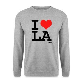 la - Unisex Sweatshirt - salt & pepper - Front - Alina (178cm) & Michal (187cm)