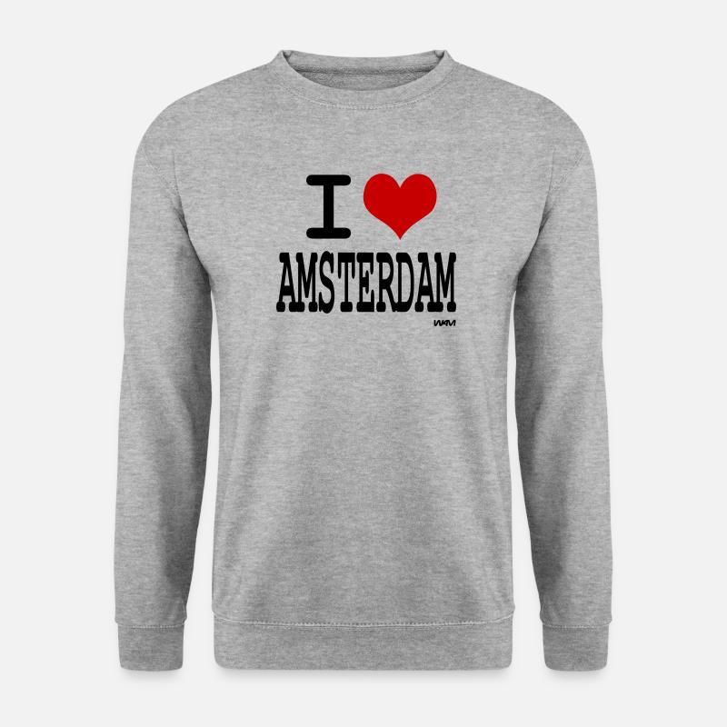 i love amsterdam - Unisex Pullover - Weißgrau meliert