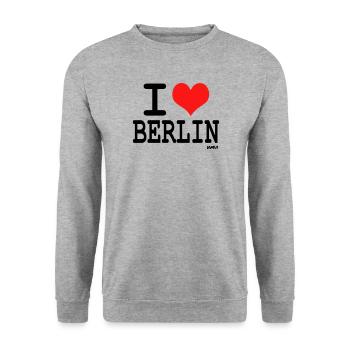 i love berlin by wam - Unisex Sweatshirt - salt & pepper - Front - Alina (178cm) & Michal (187cm)