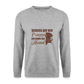 Scheiss auf den Prinzen ich nehm Hund Labrador - Unisex Pullover - Weißgrau meliert - Vorne - Alina (178cm) & Michal (187cm)
