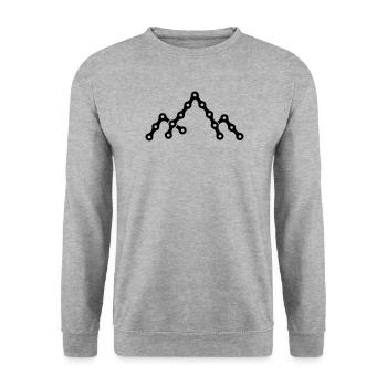 Fahrradkette mit Bergsilhouette - Unisex Pullover - Weißgrau meliert - Vorne - Alina (178cm) & Michal (187cm)