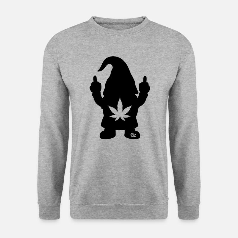 Frecher Zwerg mit Hanfblatt - Unisex Pullover - Weißgrau meliert