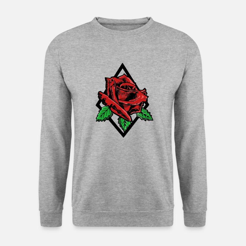 Rote Rose Noir - Unisex Pullover - Weißgrau meliert