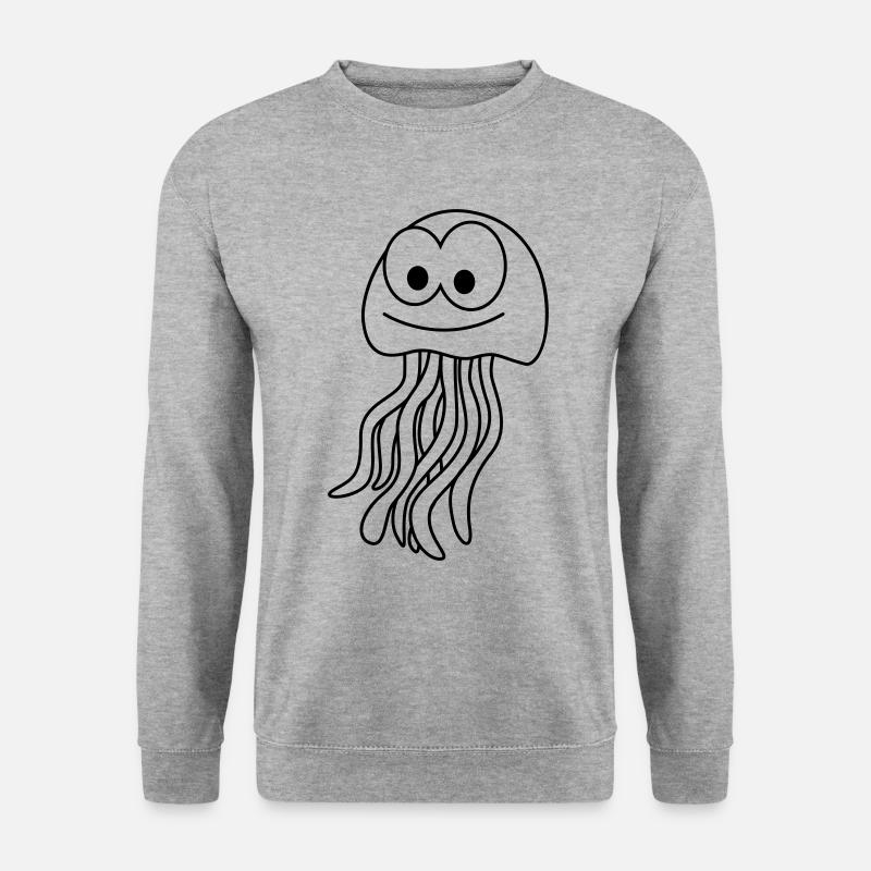 Qualle Comic Tier - Unisex Pullover - Weißgrau meliert