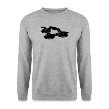 Glasstaubsauger mit drei Saugnäpfen - Unisex Pullover - Weißgrau meliert - Vorne - Alina (178cm) & Michal (187cm)