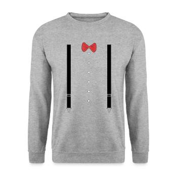 Suit with braces and red bow tie - Unisex Sweatshirt - salt & pepper - Front - Alina (178cm) & Michal (187cm)