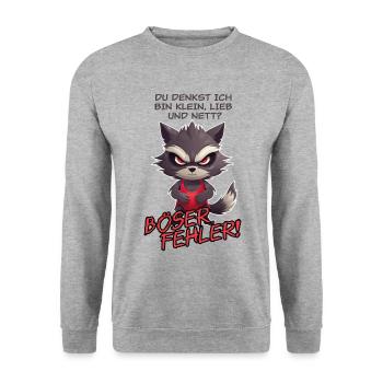 NICHT Klein, Lieb und Nett - dunkel - Unisex Pullover - Weißgrau meliert - Vorne - Alina (178cm) & Michal (187cm)
