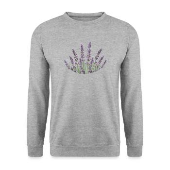 Lavendelhalme Lavendel - Unisex Pullover - Weißgrau meliert - Vorne - Alina (178cm) & Michal (187cm)