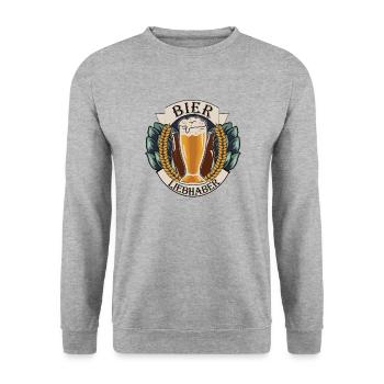 Bier Liebhaber Hopfen Design - Unisex Pullover - Weißgrau meliert - Vorne - Alina (178cm) & Michal (187cm)