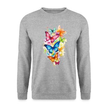 Papillons Coloré Coloré Belle Art Nature - Sweat-shirt Unisexe - gris chiné - Devant - Alina (178cm) & Michal (187cm)