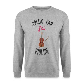 Ich kann keine Geige haben - Unisex Pullover - Weißgrau meliert - Vorne - Alina (178cm) & Michal (187cm)