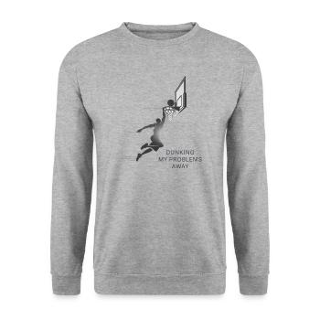 Dunking My Problems Away Basketball - Unisex Pullover - Weißgrau meliert - Vorne - Alina (178cm) & Michal (187cm)