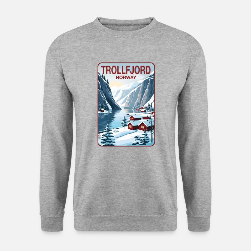 Trollfjord - Unisex Pullover - Weißgrau meliert