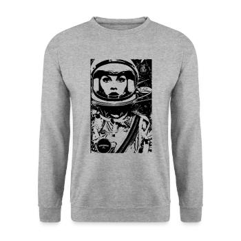 ASTRONAUTE FEMME FEMME POWER STENCIL - Sweat-shirt Unisexe - gris chiné - Devant - Alina (178cm) & Michal (187cm)
