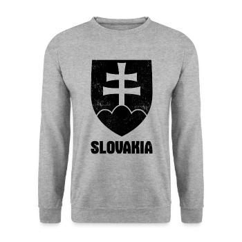 Slovakia Coat of arms Europe Slovak - Unisex Sweatshirt - salt & pepper - Front - Alina (178cm) & Michal (187cm)