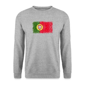Portugiesische Flagge Portugal Portugalflagge - Unisex Pullover - Weißgrau meliert - Vorne - Alina (178cm) & Michal (187cm)