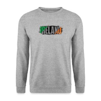 Ireland Flag Striped Wordmark - Unisex Sweatshirt - salt & pepper - Front - Alina (178cm) & Michal (187cm)