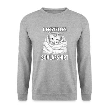 Gemütliches Katzen T-Shirt für entspannte Tage - Unisex Pullover - Weißgrau meliert - Vorne - Alina (178cm) & Michal (187cm)
