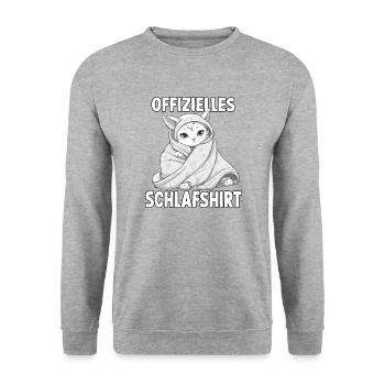 Süßes Katzen T-Shirt für entspannte Morgen - Unisex Pullover - Weißgrau meliert - Vorne - Alina (178cm) & Michal (187cm)