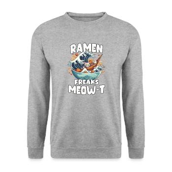 Japanese ramen bowl artwork for anime fans - Unisex Sweatshirt - salt & pepper - Front - Alina (178cm) & Michal (187cm)