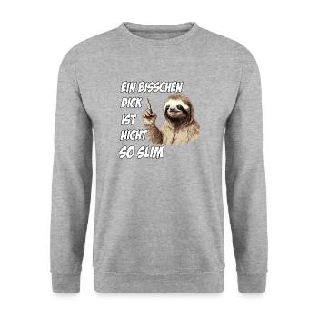 Faultier Sport T-shirt für Dicke und Faulpelze - Unisex Pullover - Weißgrau meliert - Vorne - Alina (178cm) & Michal (187cm)
