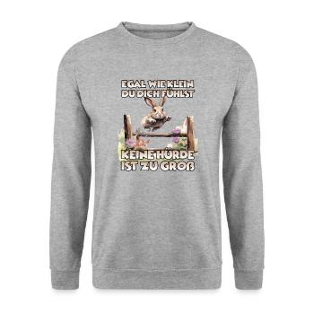 Kaninhop Wonder: Erlebe die Magie des Kaninhop - Unisex Pullover - Weißgrau meliert - Vorne - Alina (178cm) & Michal (187cm)