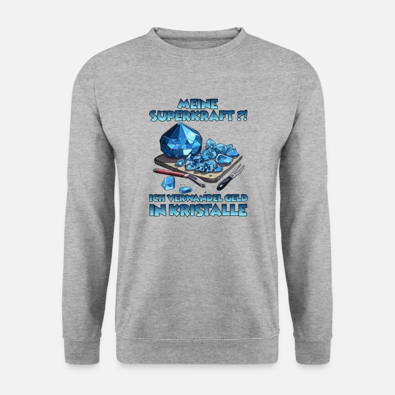 GemStoneCrafts Verzauberte Kristalle Geschenk - Unisex Pullover - Weißgrau meliert
