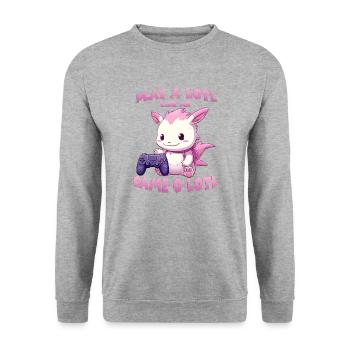 Cute Gamer T | Axolotl Gamer Outfit | Otaku Anime - Unisex Sweatshirt - salt & pepper - Front - Alina (178cm) & Michal (187cm)