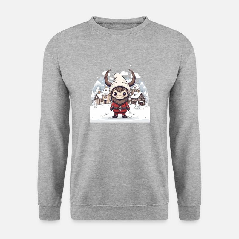 Krampus T Dämonischer Weihnachtsmann Kawaii - Unisex Pullover - Weißgrau meliert