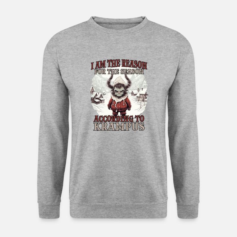 Krampus T Dämonischer Weihnachtsmann Kramperl - Unisex Pullover - Weißgrau meliert