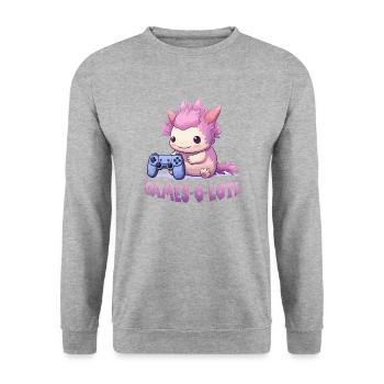 Kawaii Axolotl Gamer T | Anime Gamer T | Axolotl - Sweat-shirt Unisexe - gris chiné - Devant - Alina (178cm) & Michal (187cm)