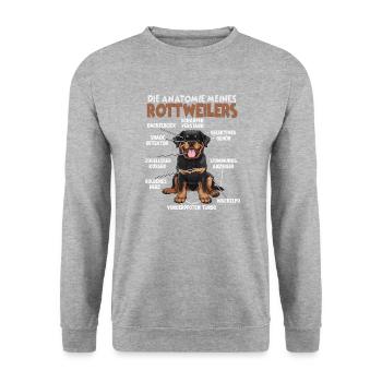Lustiges Rottweiler Gassi T für Hundehalter Hunde - Unisex Pullover - Weißgrau meliert - Vorne - Alina (178cm) & Michal (187cm)