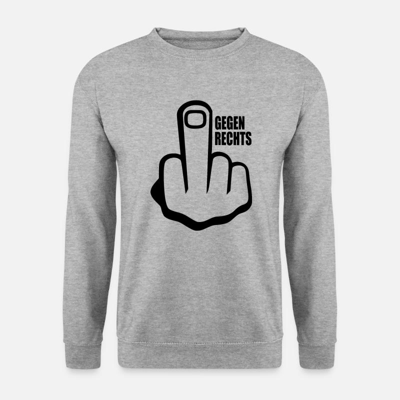 Gegen rechts - Unisex Pullover - Weißgrau meliert