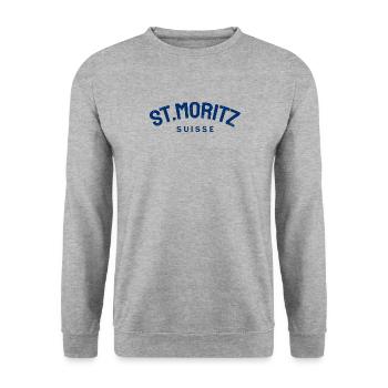 St. Moritz - Suisse - Switzerland - Swiss - Unisex Sweatshirt - salt & pepper - Front - Alina (178cm) & Michal (187cm)